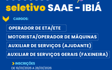 Informativo: Processo Seletivo SAAE de Ibiá/MG